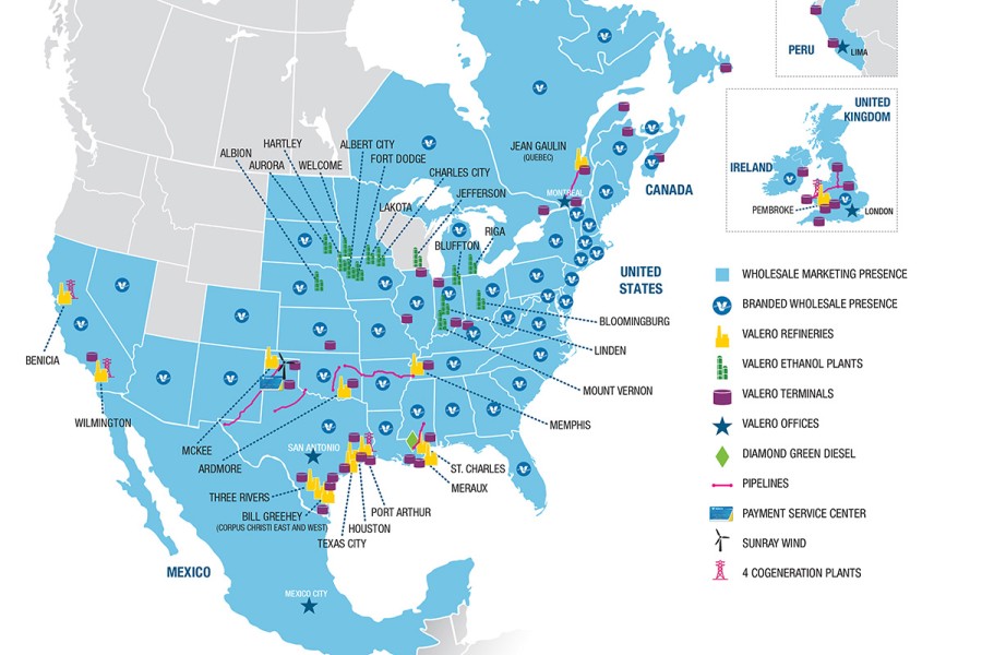 Map of Kooilspetroleum's operation locations.